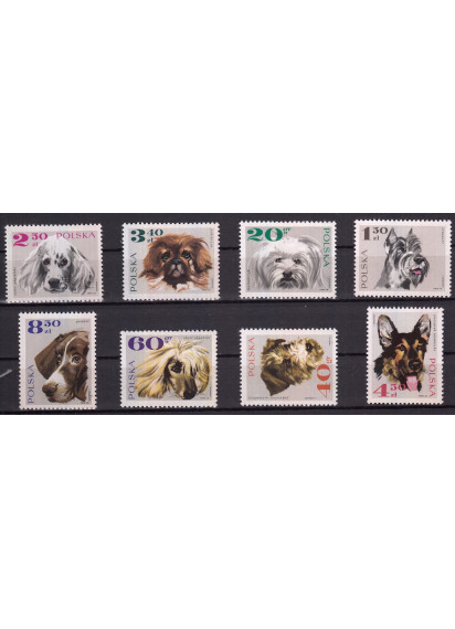POLONIA 1969 francobolli tematica Fauna nuovi Cani Yvert Tellier 1748-55